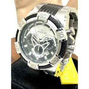 Invicta Men's Watch 29569 Bolt Quartz Chronograph Silver Black Stainless Steel